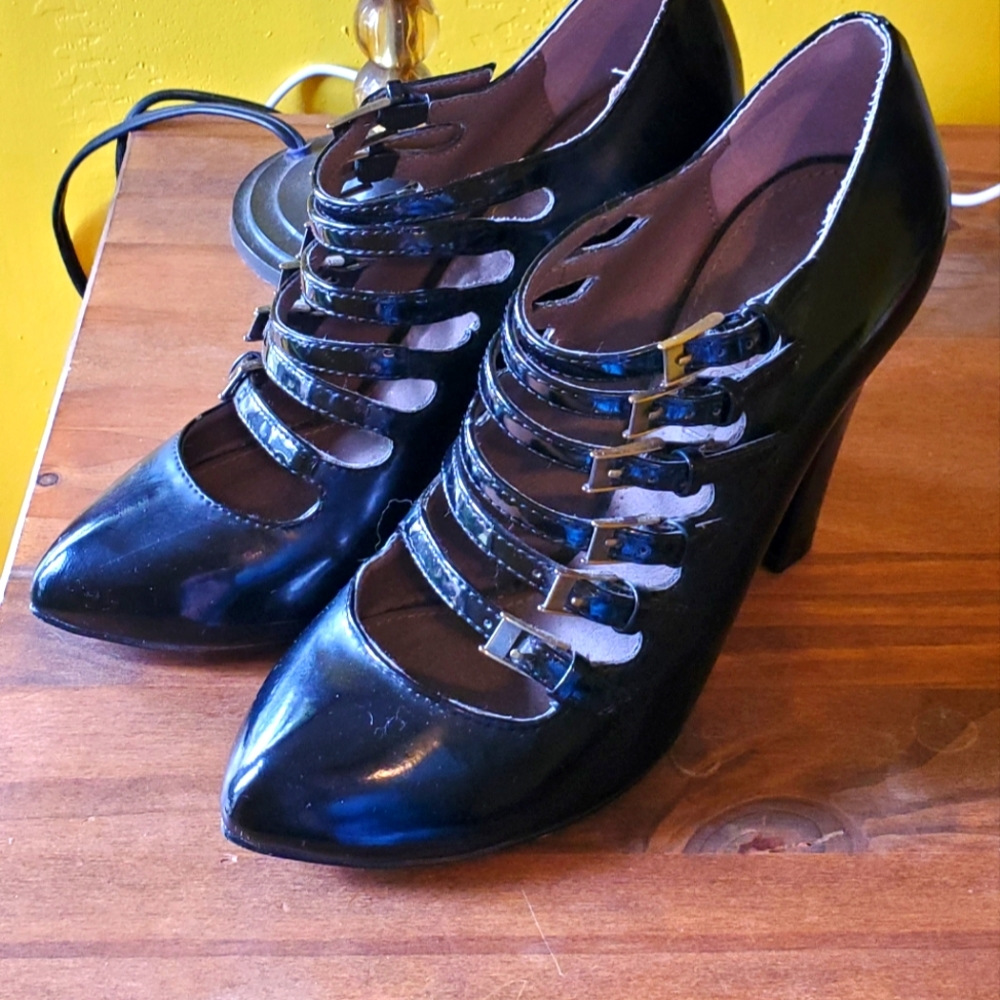 Black Buckled Heels